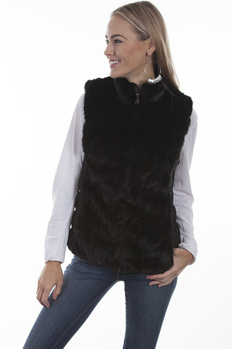 (image for) Faux fur vest with stand up collar